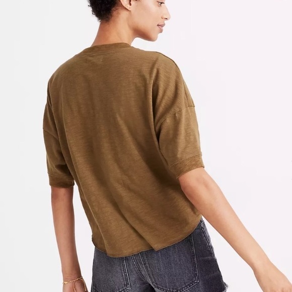 (A7) Madewell raw edge Henley tee, Burnt Orange/Rust in color, Size Small - Picture 11 of 11